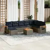 Image de vidaXL Salon de jardin 9 pcs avec coussins gris résine tressée