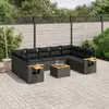 Image de vidaXL Salon de jardin 10 pcs avec coussins noir résine tressée