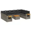 Image de vidaXL Salon de jardin avec coussins 10 pcs gris résine tressée