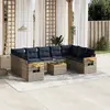 Image de vidaXL Salon de jardin 10 pcs avec coussins gris résine tressée