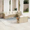 Image de vidaXL Salon de jardin avec coussins 9 pcs beige résine tressée