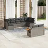Image de vidaXL Salon de jardin 9 pcs avec coussins gris résine tressée