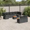 Image de vidaXL Salon de jardin 10 pcs avec coussins noir résine tressée