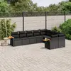 Image de vidaXL Salon de jardin 9 pcs avec coussins noir résine tressée