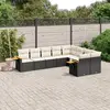 Image de vidaXL Salon de jardin 9 pcs avec coussins noir résine tressée