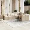 Image de vidaXL Salon de jardin avec coussins 9 pcs beige résine tressée
