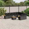 Image de vidaXL Salon de jardin 10 pcs avec coussins noir résine tressée