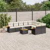 Image de vidaXL Salon de jardin 10 pcs avec coussins noir résine tressée