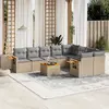 Image de vidaXL Salon de jardin avec coussins 10 pcs beige résine tressée