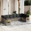 Image de vidaXL Salon de jardin avec coussins 10 pcs gris résine tressée