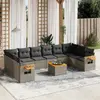 Image de vidaXL Salon de jardin 11 pcs avec coussins gris résine tressée