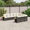 Image de vidaXL Salon de jardin 10 pcs avec coussins noir résine tressée