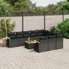 Image de vidaXL Salon de jardin 11 pcs avec coussins noir résine tressée