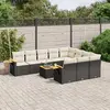 Image de vidaXL Salon de jardin 11 pcs avec coussins noir résine tressée