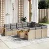 Image de vidaXL Salon de jardin 11 pcs avec coussins beige résine tressée