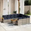 Image de vidaXL Salon de jardin 11 pcs avec coussins gris résine tressée