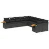 Image de vidaXL Salon de jardin 10 pcs avec coussins noir résine tressée