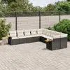 Image de vidaXL Salon de jardin 10 pcs avec coussins noir résine tressée
