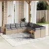 Image de vidaXL Salon de jardin avec coussins 10 pcs beige résine tressée