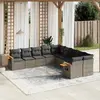 Image de vidaXL Salon de jardin avec coussins 10 pcs gris résine tressée