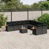 Image de vidaXL Salon de jardin 11 pcs avec coussins noir résine tressée