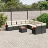 Image de vidaXL Salon de jardin 11 pcs avec coussins noir résine tressée