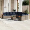 Image de vidaXL Salon de jardin 11 pcs avec coussins gris résine tressée