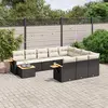 Image de vidaXL Salon de jardin 11 pcs avec coussins noir résine tressée