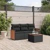 Image de vidaXL Salon de jardin 4 pcs avec coussins noir résine tressée