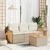 Image de vidaXL Salon de jardin avec coussins 4 pcs beige résine tressée