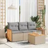 Image de vidaXL Salon de jardin avec coussins 4 pcs beige résine tressée