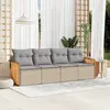 Image de vidaXL Salon de jardin avec coussins 4 pcs beige résine tressée
