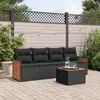 Image de vidaXL Salon de jardin 5 pcs avec coussins noir résine tressée