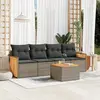 Image de vidaXL Salon de jardin 5 pcs avec coussins gris résine tressée