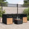 Image de vidaXL Salon de jardin 7 pcs avec coussins noir résine tressée
