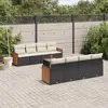 Image de vidaXL Salon de jardin 9 pcs avec coussins noir résine tressée