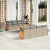 Image de vidaXL Salon de jardin avec coussins 9 pcs beige résine tressée