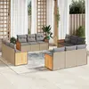Image de vidaXL Salon de jardin avec coussins 12 pcs beige résine tressée