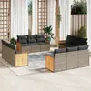 Image de vidaXL Salon de jardin avec coussins 12 pcs gris résine tressée