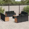 Image de vidaXL Salon de jardin avec coussins 13 pcs noir résine tressée