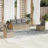 Image de vidaXL Salon de jardin avec coussins 5 pcs beige résine tressée