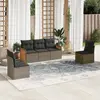 Image de vidaXL Salon de jardin 5 pcs avec coussins gris résine tressée