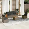 Image de vidaXL Salon de jardin 6 pcs avec coussins gris résine tressée