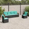 Image de vidaXL Salon de jardin 6 pcs avec coussins noir résine tressée