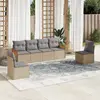 Image de vidaXL Salon de jardin avec coussins 6 pcs beige résine tressée