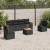 Image de vidaXL Salon de jardin 7 pcs avec coussins noir résine tressée