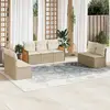 Image de vidaXL Salon de jardin avec coussins 7 pcs beige résine tressée