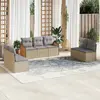 Image de vidaXL Salon de jardin avec coussins 7 pcs beige résine tressée