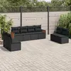 Image de vidaXL Salon de jardin 8 pcs avec coussins noir résine tressée