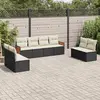 Image de vidaXL Salon de jardin 8 pcs avec coussins noir résine tressée